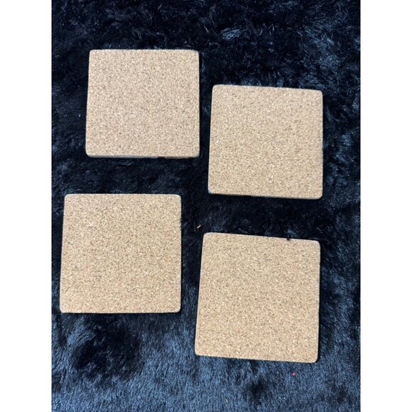 Set Of 4 Giraffe Coasters With Glasses Printed On Text Background Cork Backing - Picture 2 of 6